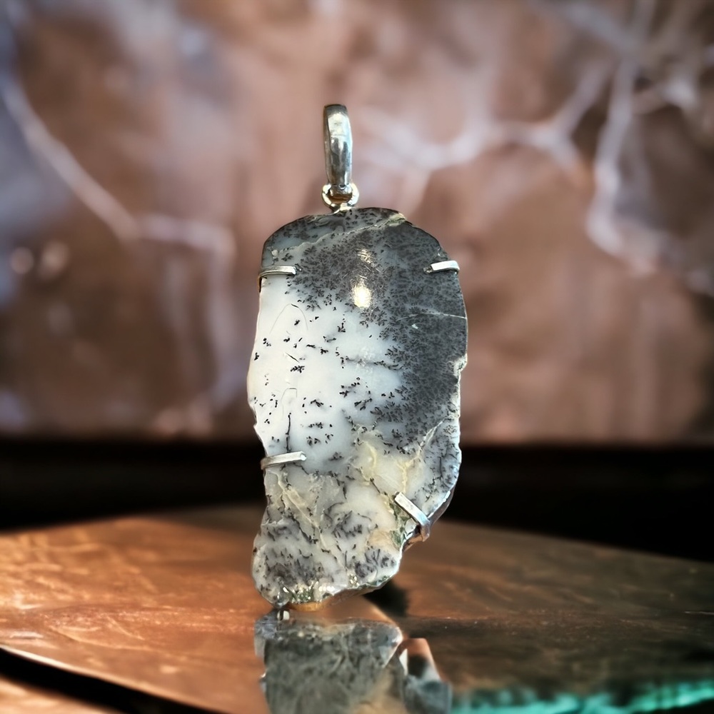 #523 Rough Dendritic Opal Pendant Nwot